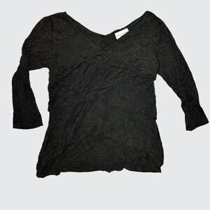 Soft Surroundings Small Women's gray 3/4 Sleeve tiered ruffle shirt